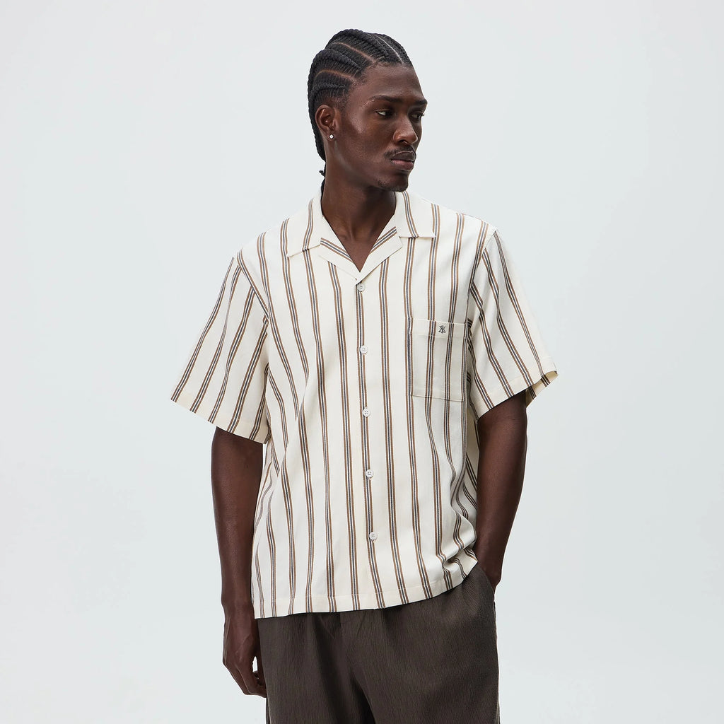 Kith Textured Stripe Thompson Camp Collar Shirt - Sandalwood