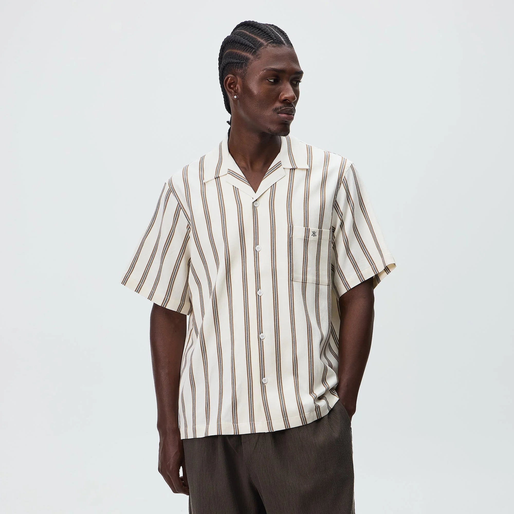 Kith Textured Stripe Thompson Camp Collar Shirt - Sandalwood