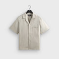 Kith Neon Slub Stripe Cropped Beckham Camp Collar Shirt - Sandrift