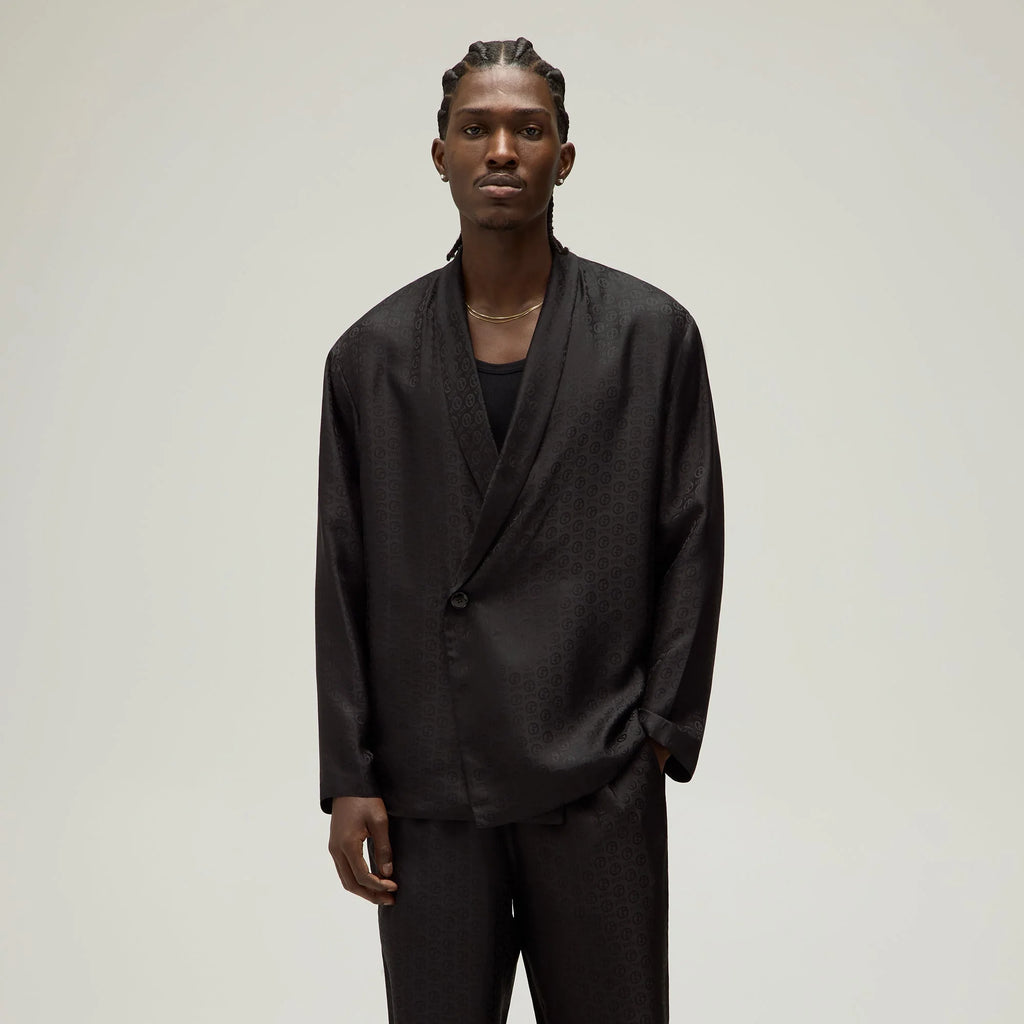 Giorgio Armani & Kith Monogram Long Sleeve Thompson Crossover Shirt - Black