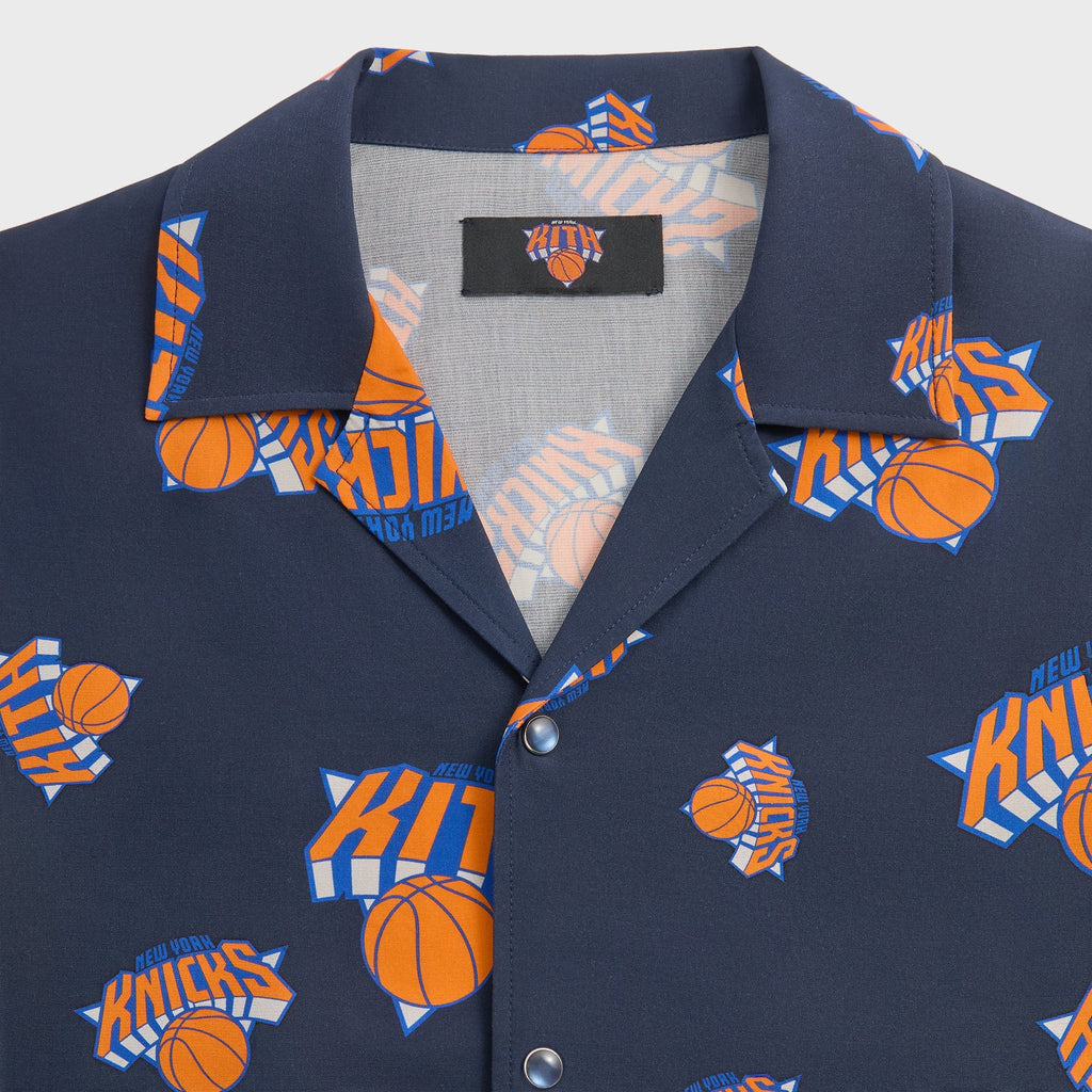 Kith for the New York Knicks Playoffs Thompson Camp Collar Shirt - Nocturnal