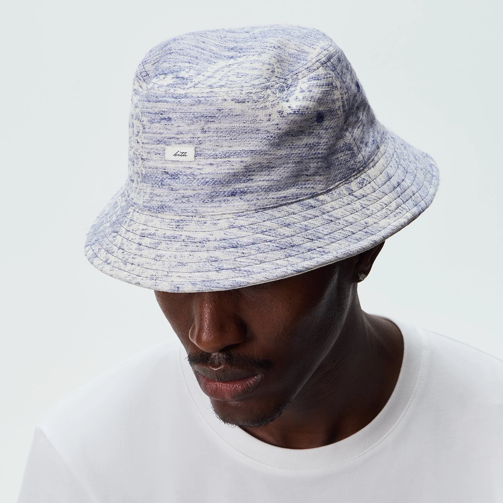 Kith Heather Jacquard Canvas Reversible Dawson Bucket Hat - Light Indigo