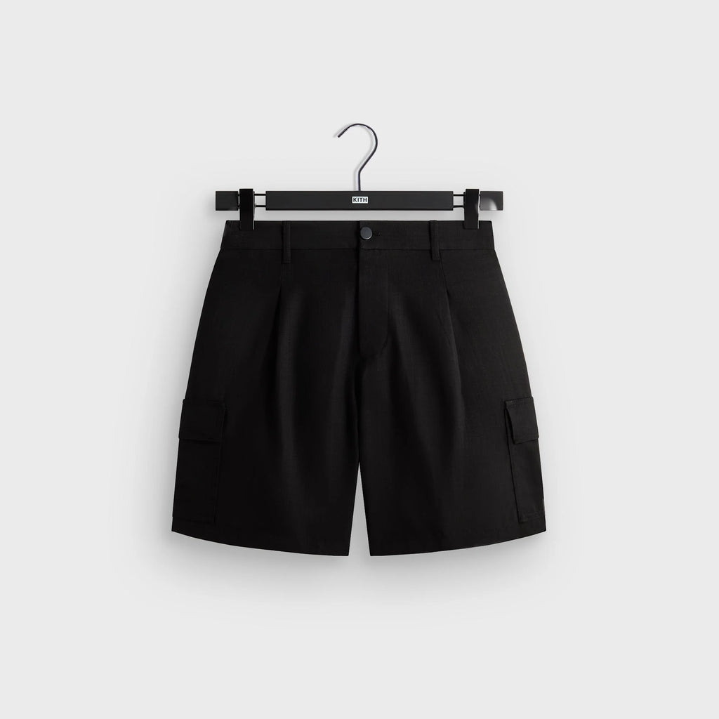&Kin Textured Viscose Conley Cargo Short - Black