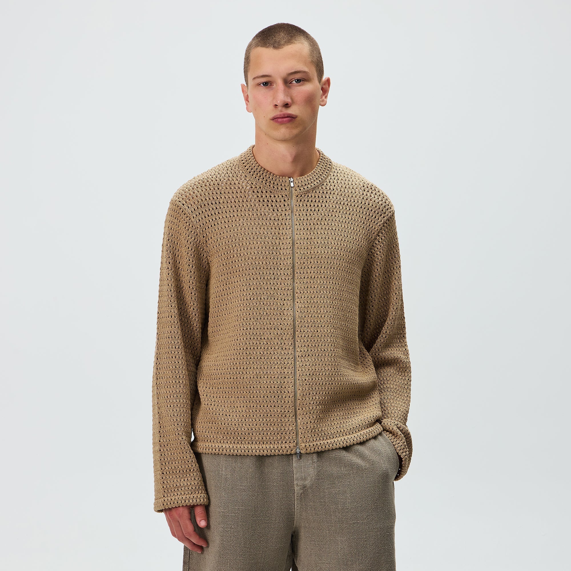 Kith Crochet Luke Zip Front Sweater - Durum