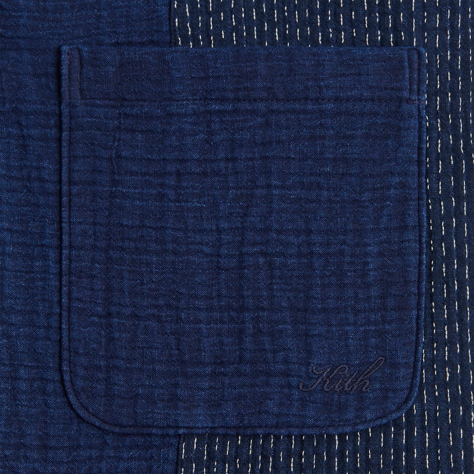 Kith Stitched Patchwork Boxy Collared Overshirt - Mid Indigo