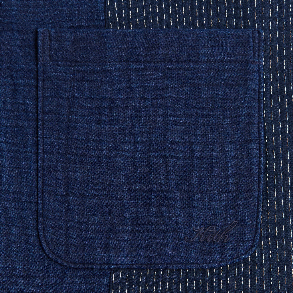 Kith Stitched Patchwork Boxy Collared Overshirt - Mid Indigo