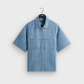 Kith Textured Indigo Paxton Zip Front Shirt - Light Indigo