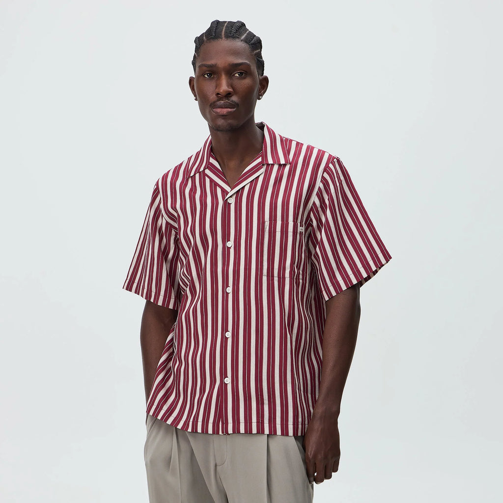 Kith Barre Stripe Thompson Camp Collar Shirt - Plum