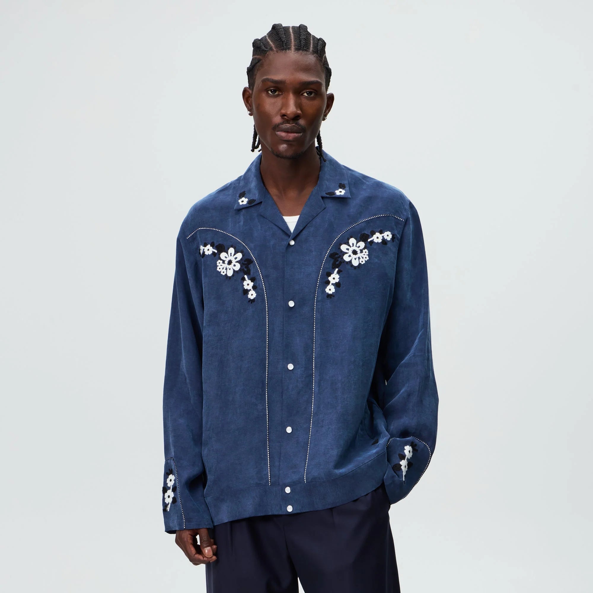 &Kin Cupro Linen Wally Shirt - Nocturnal