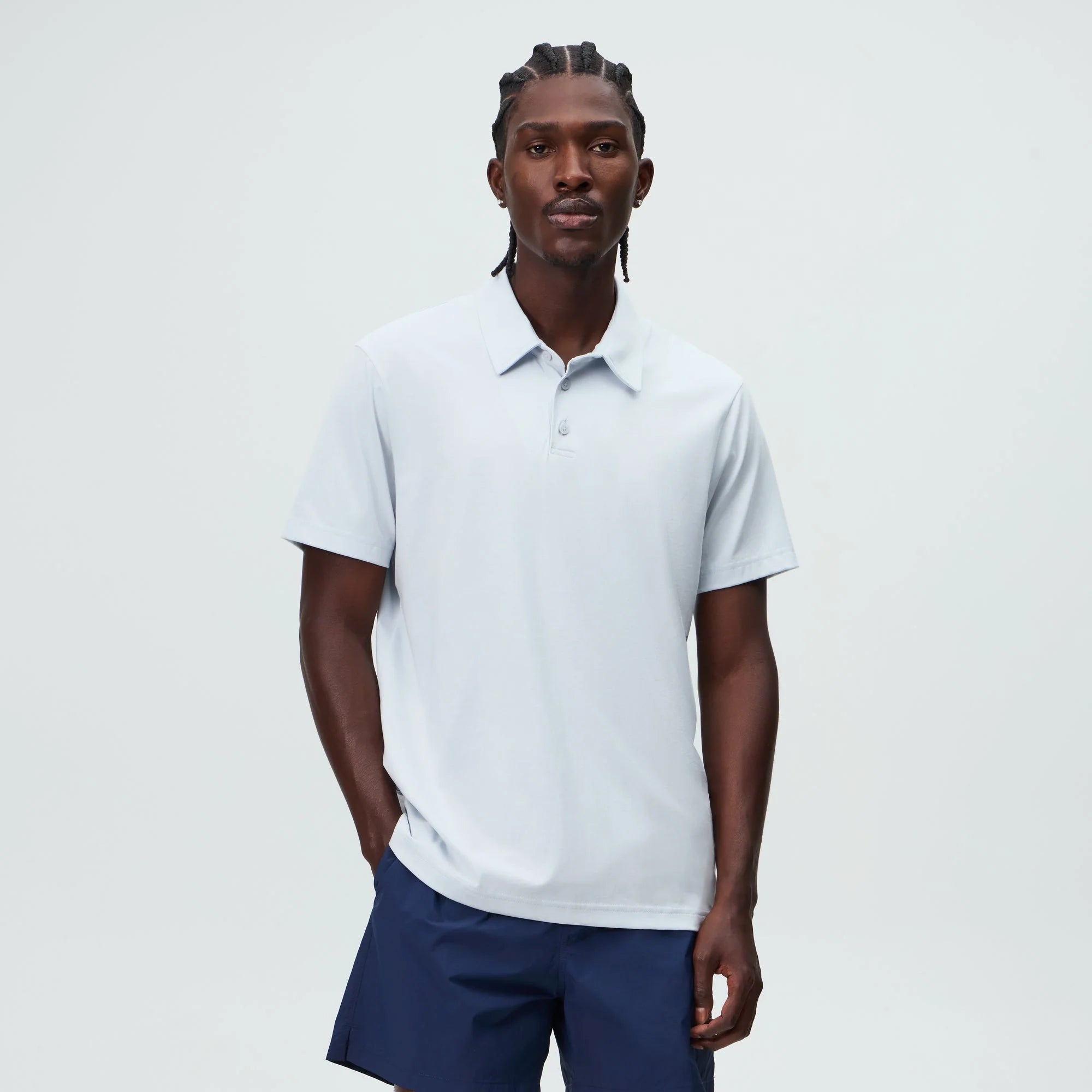 &Kin Soft Modal Blend Heathrow Polo - Light Indigo