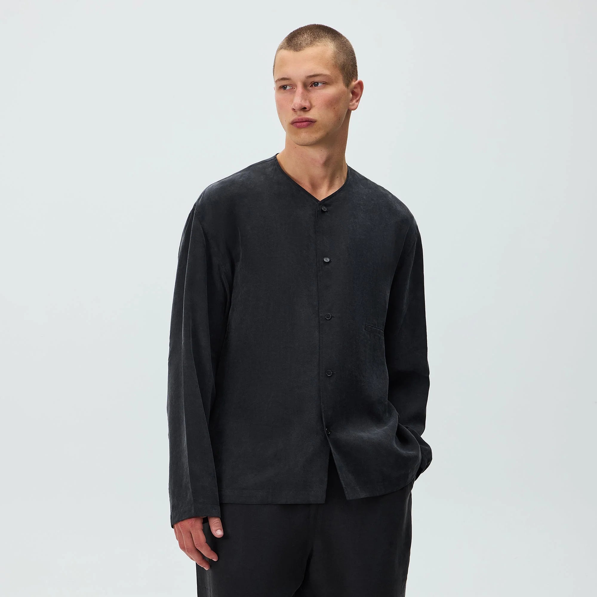 Kith Cupro Linen Long Sleeve Caelan Shirt - Black