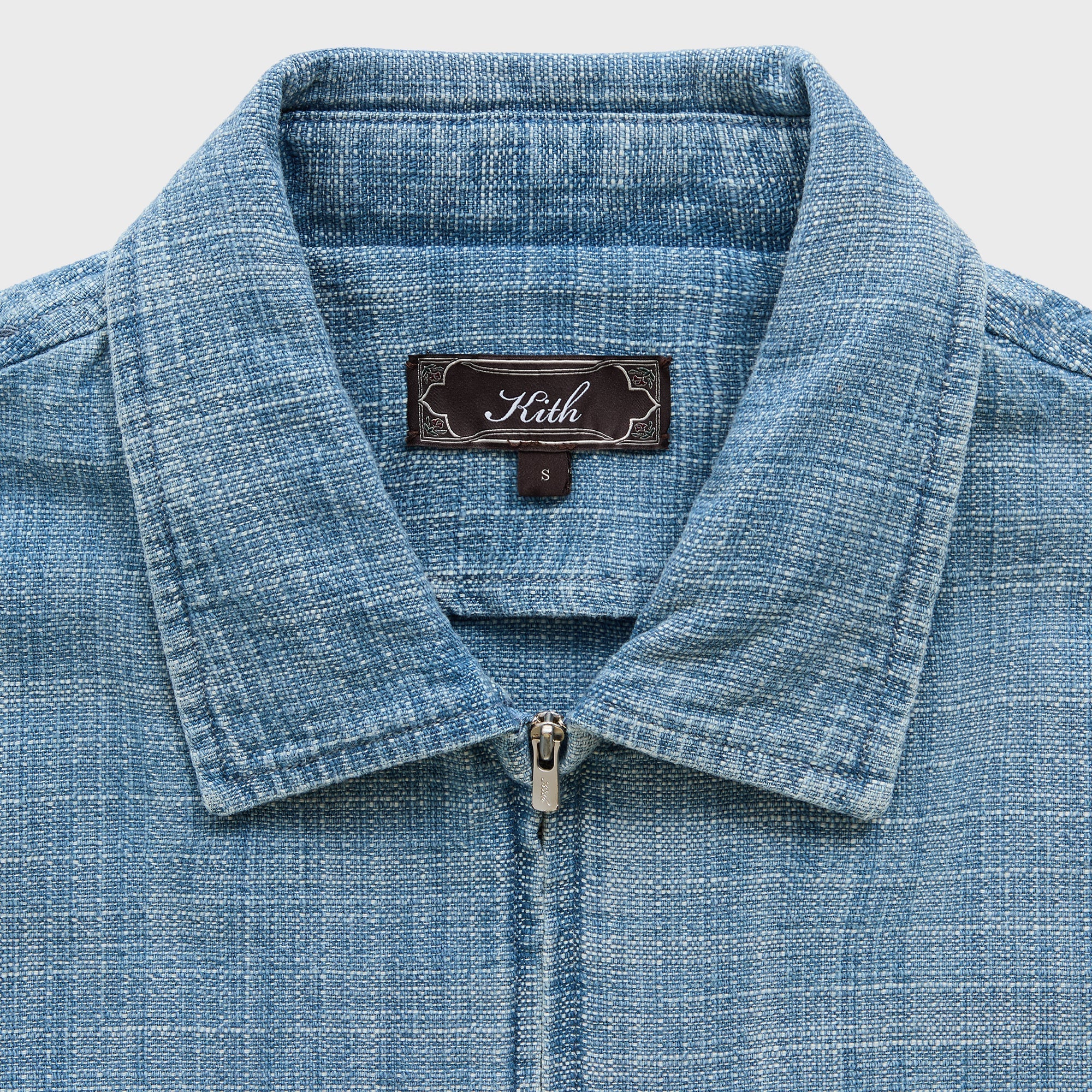 Kith Textured Indigo Paxton Zip Front Shirt - Light Indigo