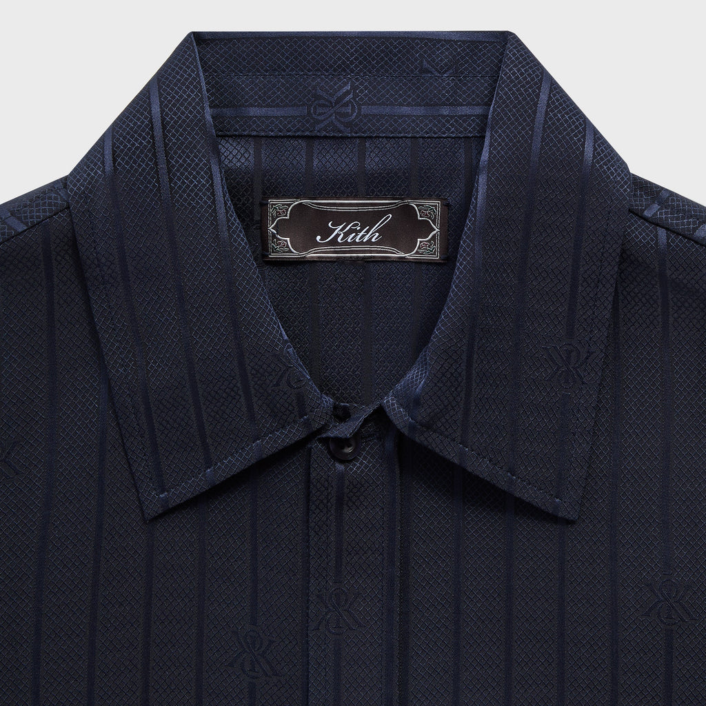 Kith Crest Logo Long Sleeve Boxy Collared Overshirt - Nocturnal