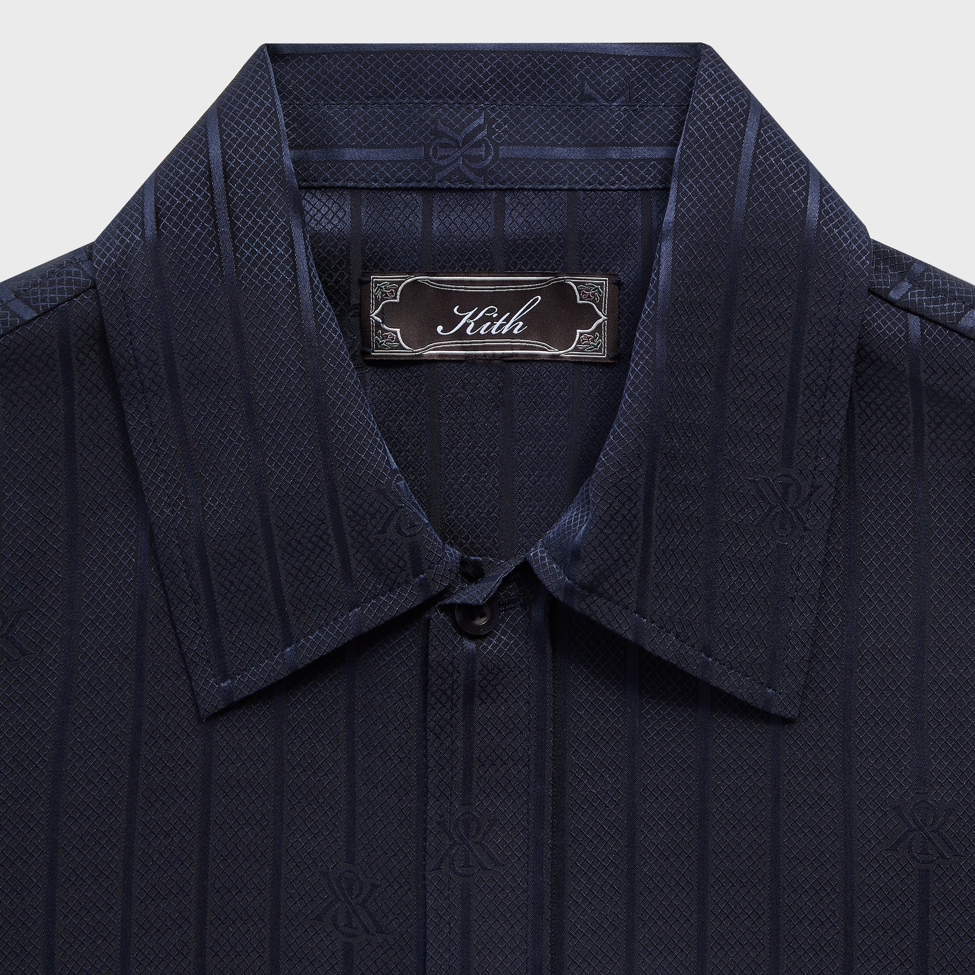 Kith Crest Logo Long Sleeve Boxy Collared Overshirt - Nocturnal