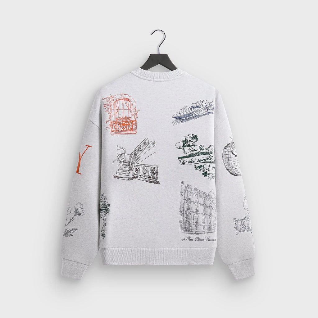 Kith New York To The World Nelson Crewneck - Light Heather Grey