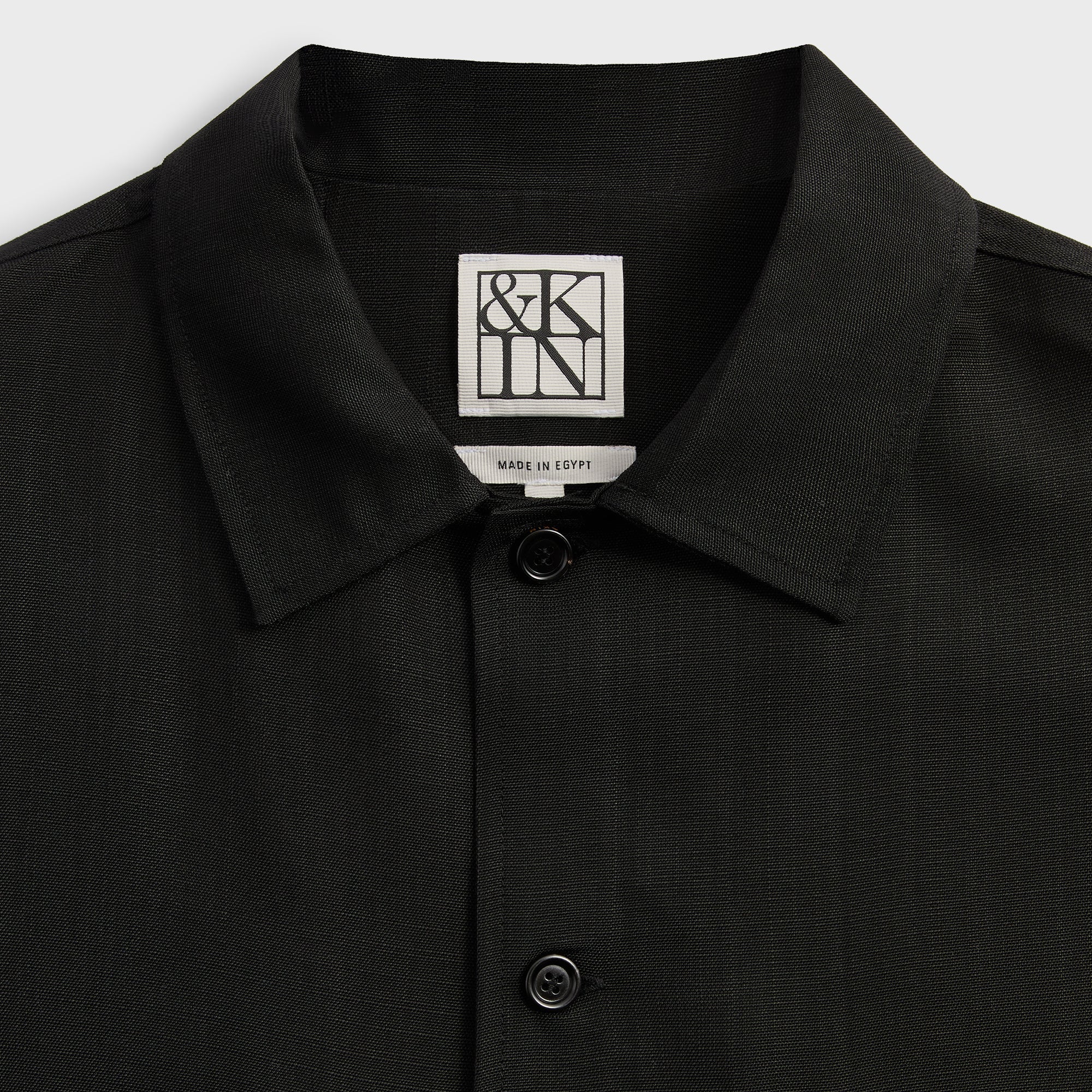 &Kin Textured Viscose Ace Buttondown - Black
