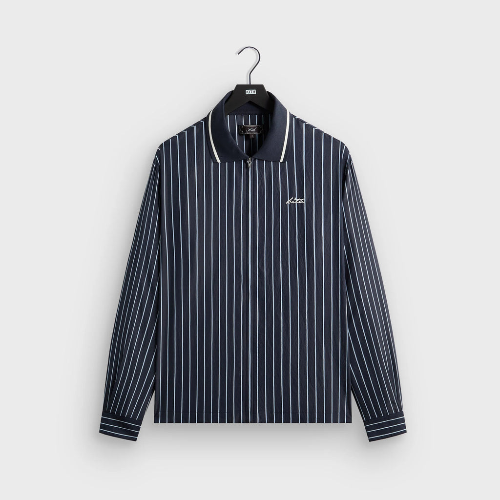 Kith Striped Poplin Long Sleeve Thompson Zip Front Shirt - Blend