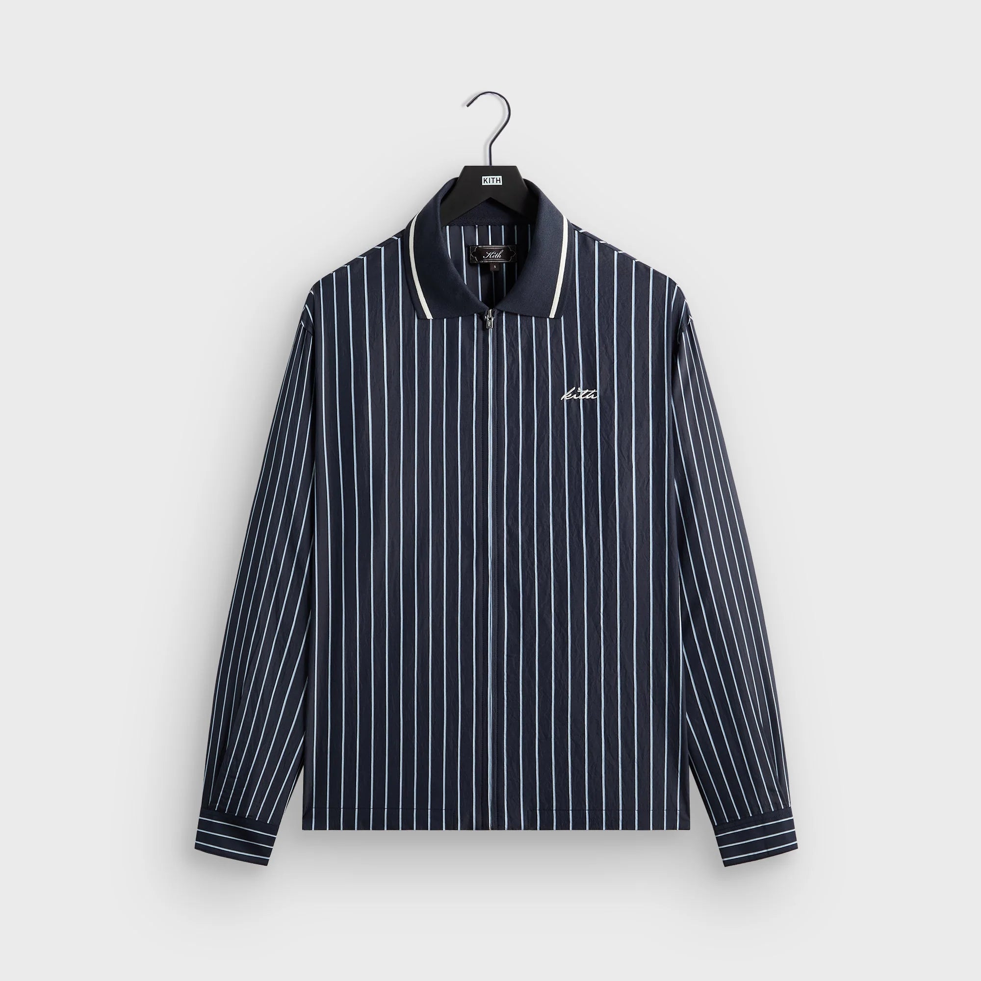 Kith Striped Poplin Long Sleeve Thompson Zip Front Shirt - Blend