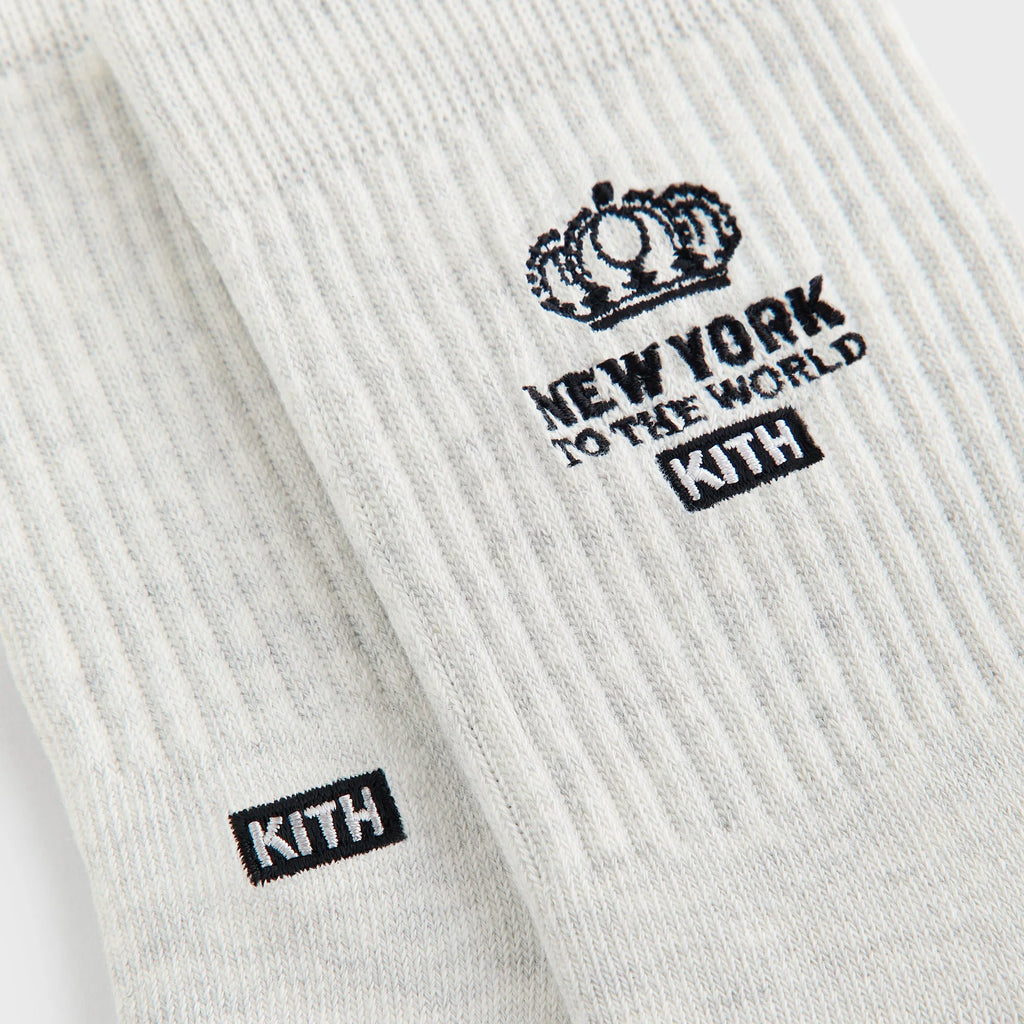 Kith Insignia Cotton Mid Crew Socks - Light Heather Grey