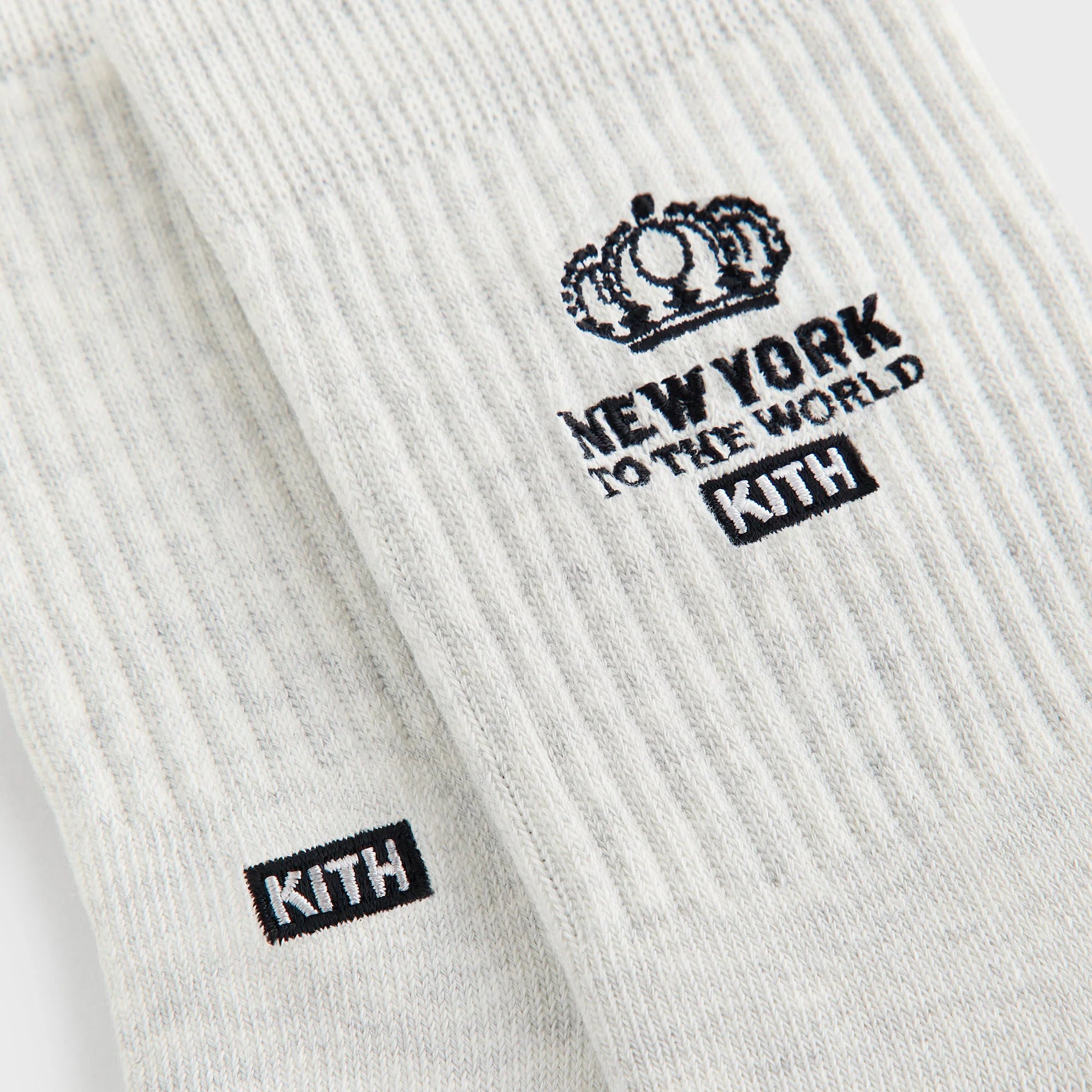 Kith Insignia Cotton Mid Crew Socks - Light Heather Grey