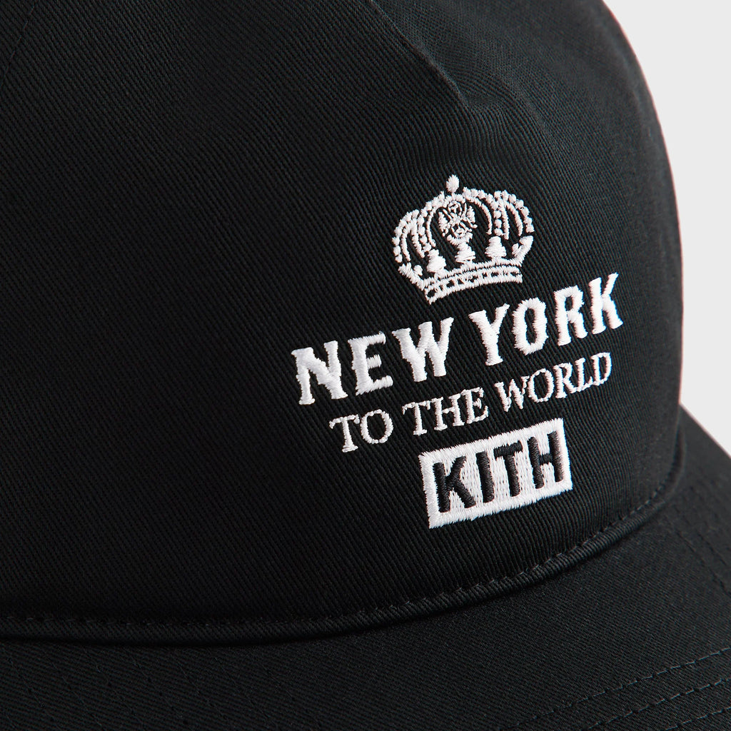 Kith New York To The World Relaxed Twill Nolan Trucker Hat - Black