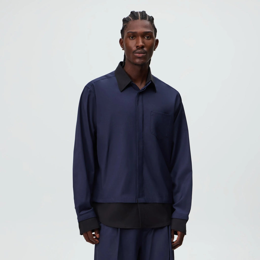&Kin Tropical Wool Nico Shirt - Nocturnal