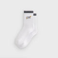 Kith Double Striped Floral Cotton Mid Crew Socks - Nocturnal