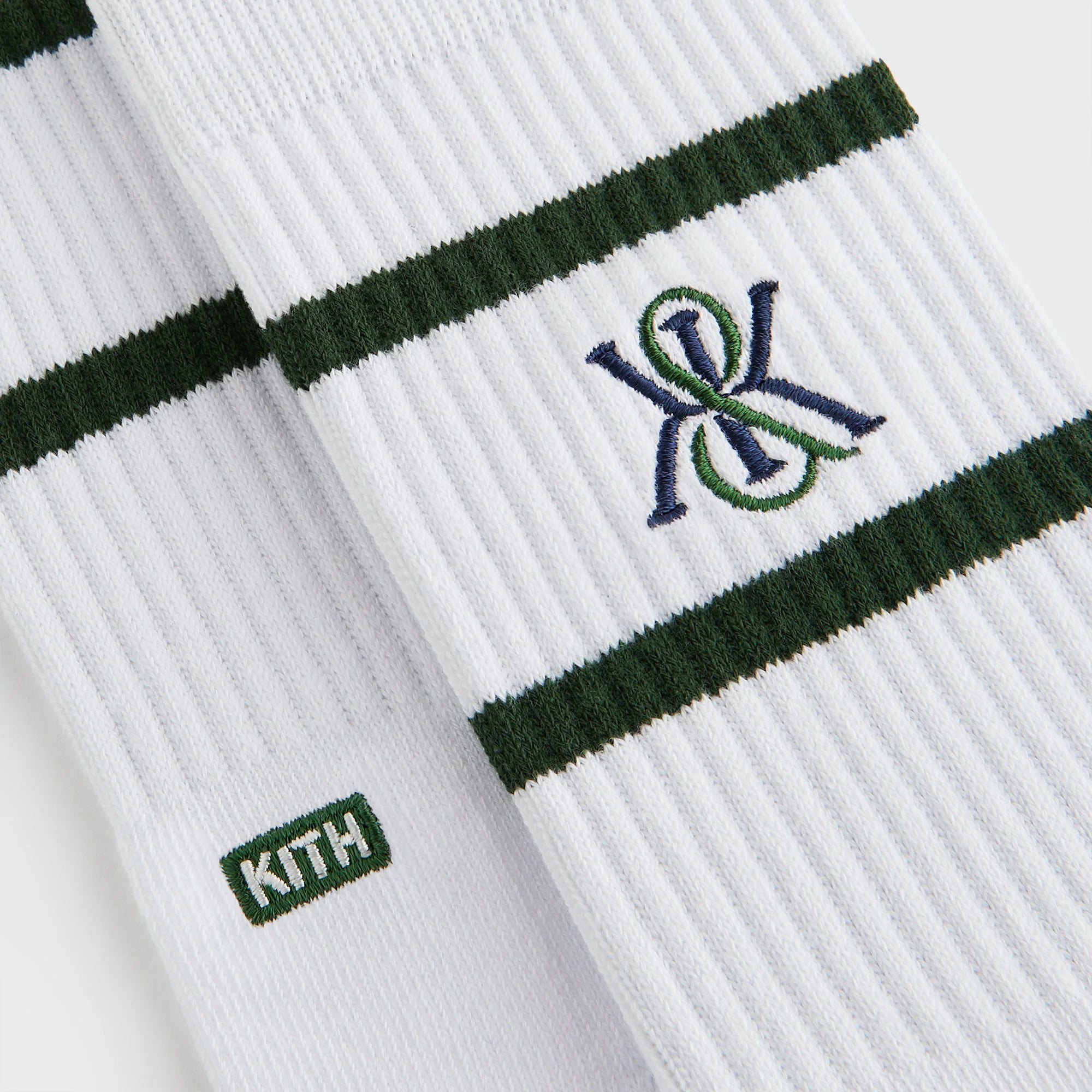 Kith 3-Pack K Crest Striped Cotton Crew Socks - White