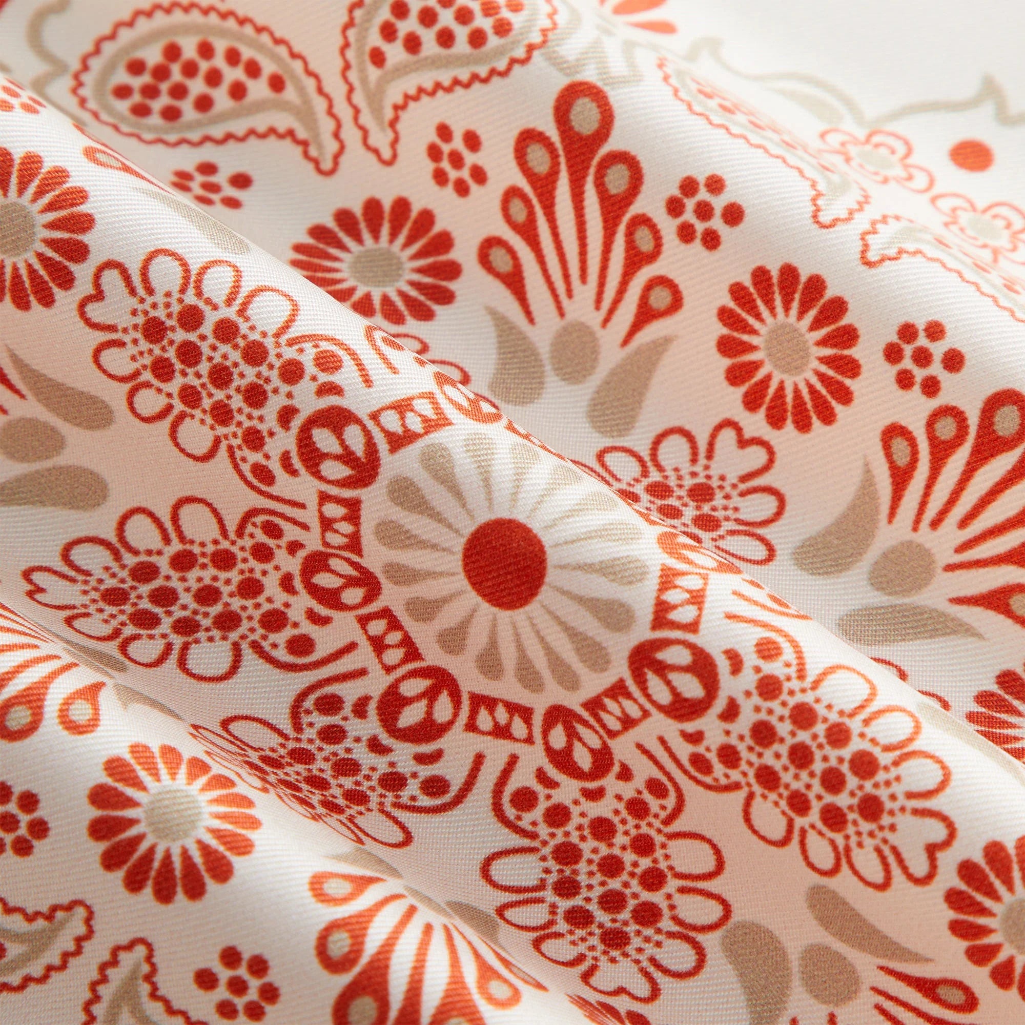 Kith Floral Printed Palm Silk Scarf - Volcano