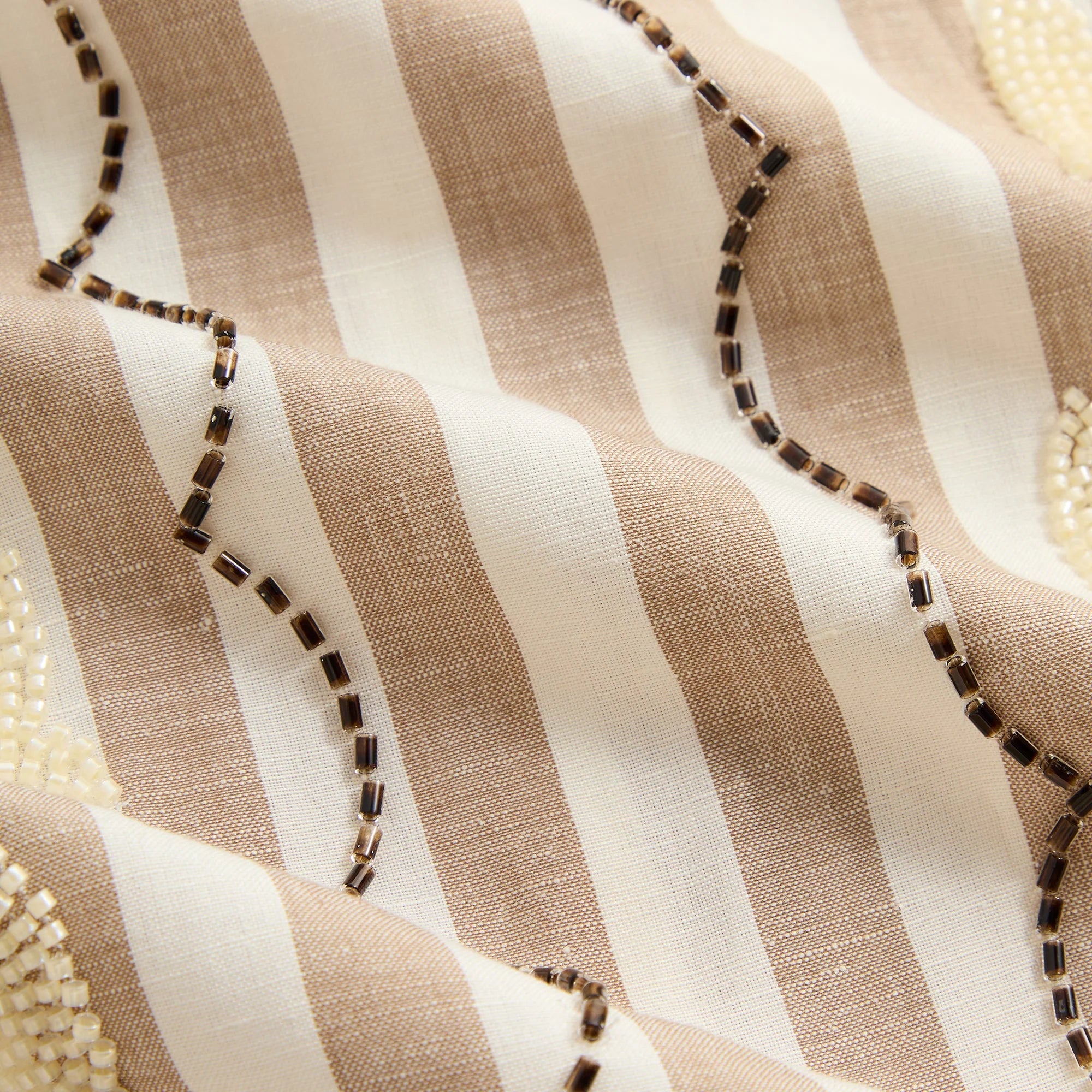 Kith Spun Silk Linen Stripe Paxton Buttondown - Chai