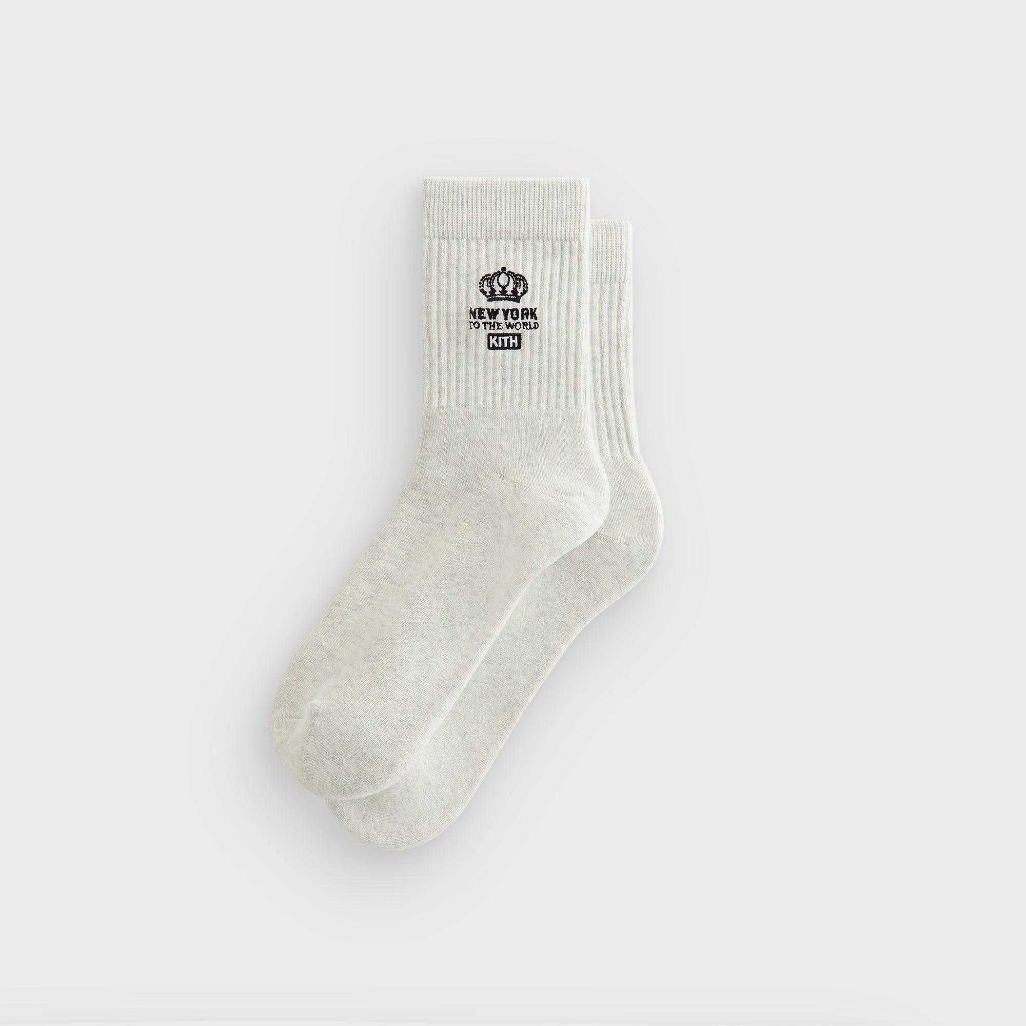 Kith Insignia Cotton Mid Crew Socks - Light Heather Grey