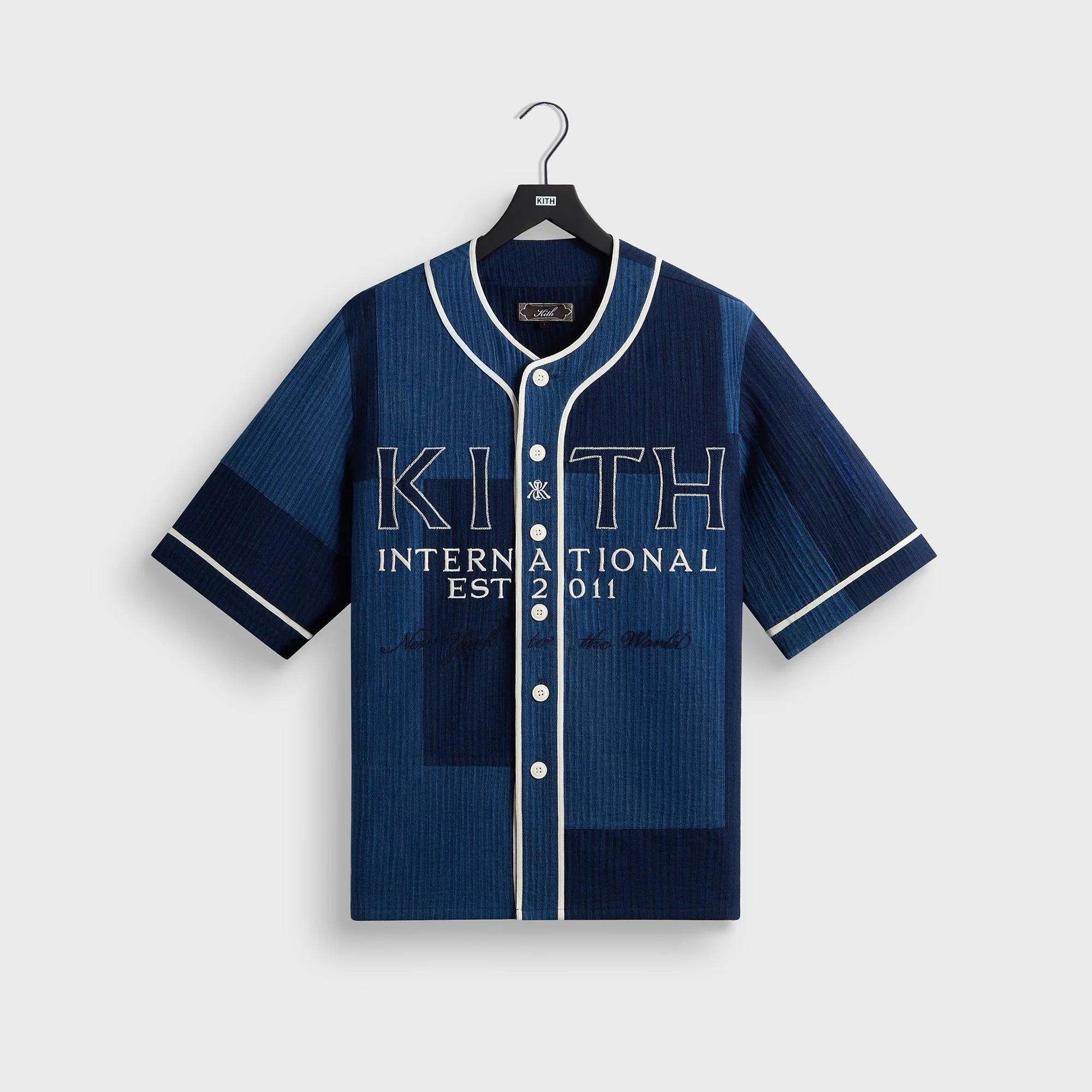 Kith Patchwork Indigo Seersucker Short Sleeve Daley Shirt - Indigo