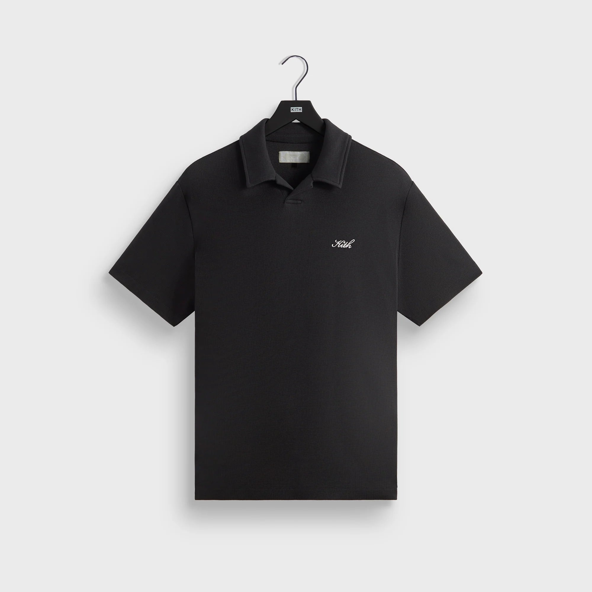 Kith Micro Waffle Drew Polo Shirt - Black