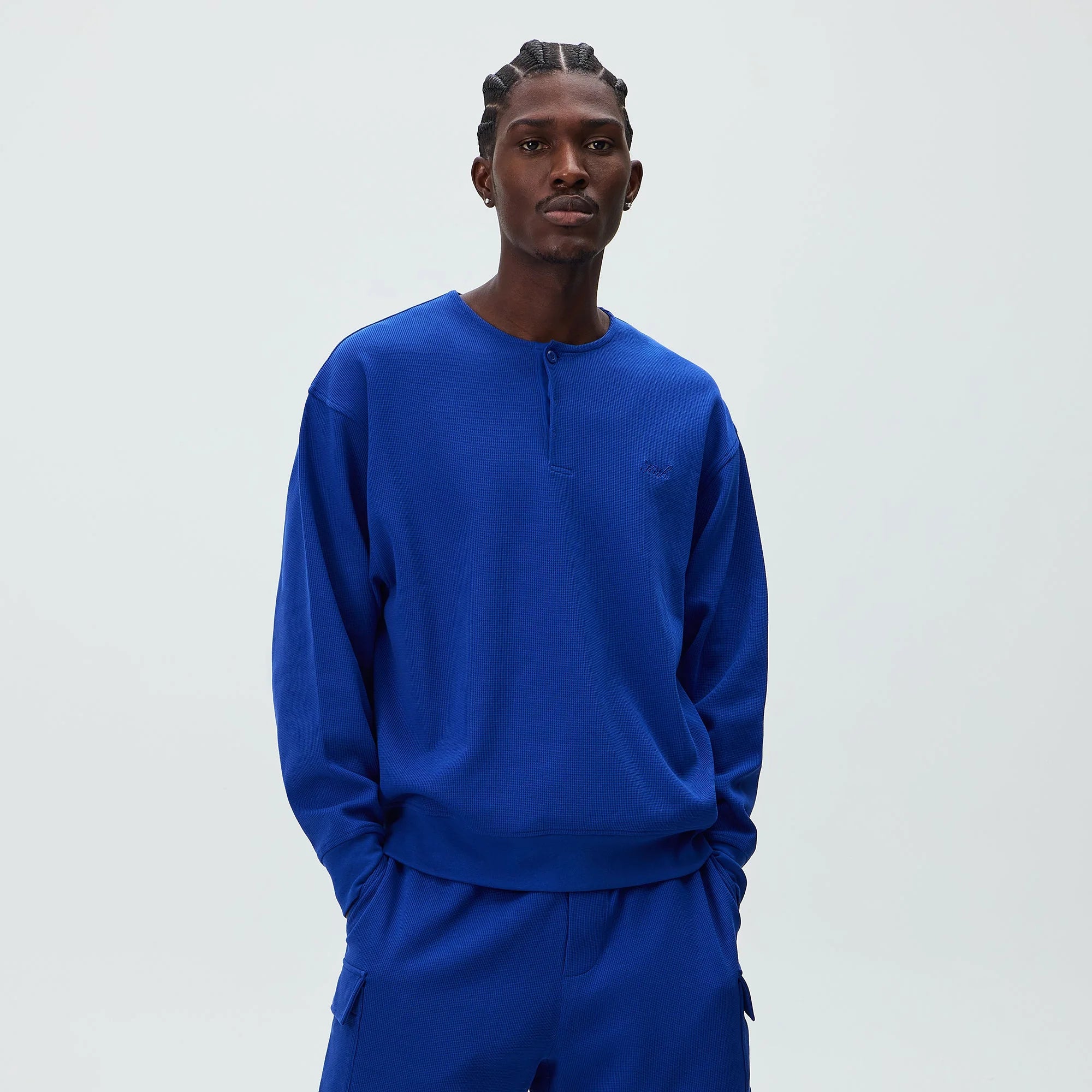 Kith Micro Waffle Long Sleeve Colby Pullover - Current