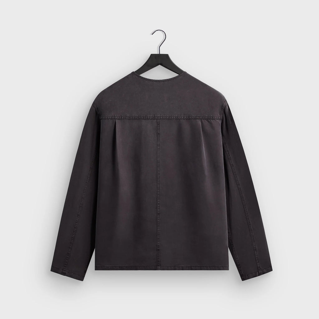 &Kin Garment Dyed Silk Collarless Yardley Shirt - Phantom Grey