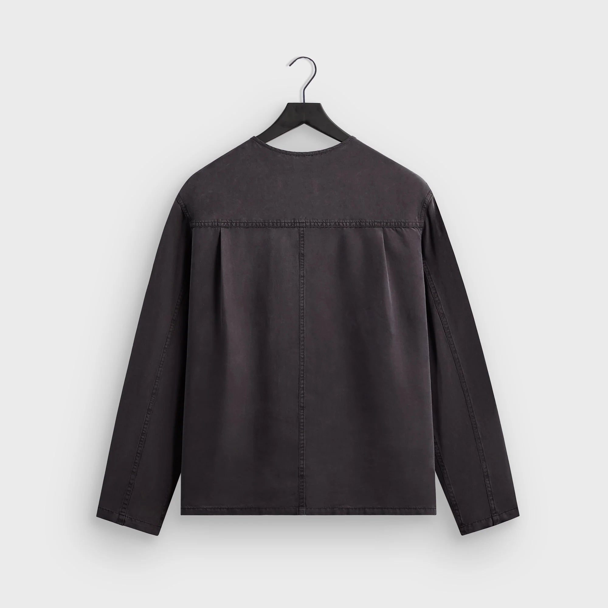 &Kin Garment Dyed Silk Collarless Yardley Shirt - Phantom Grey