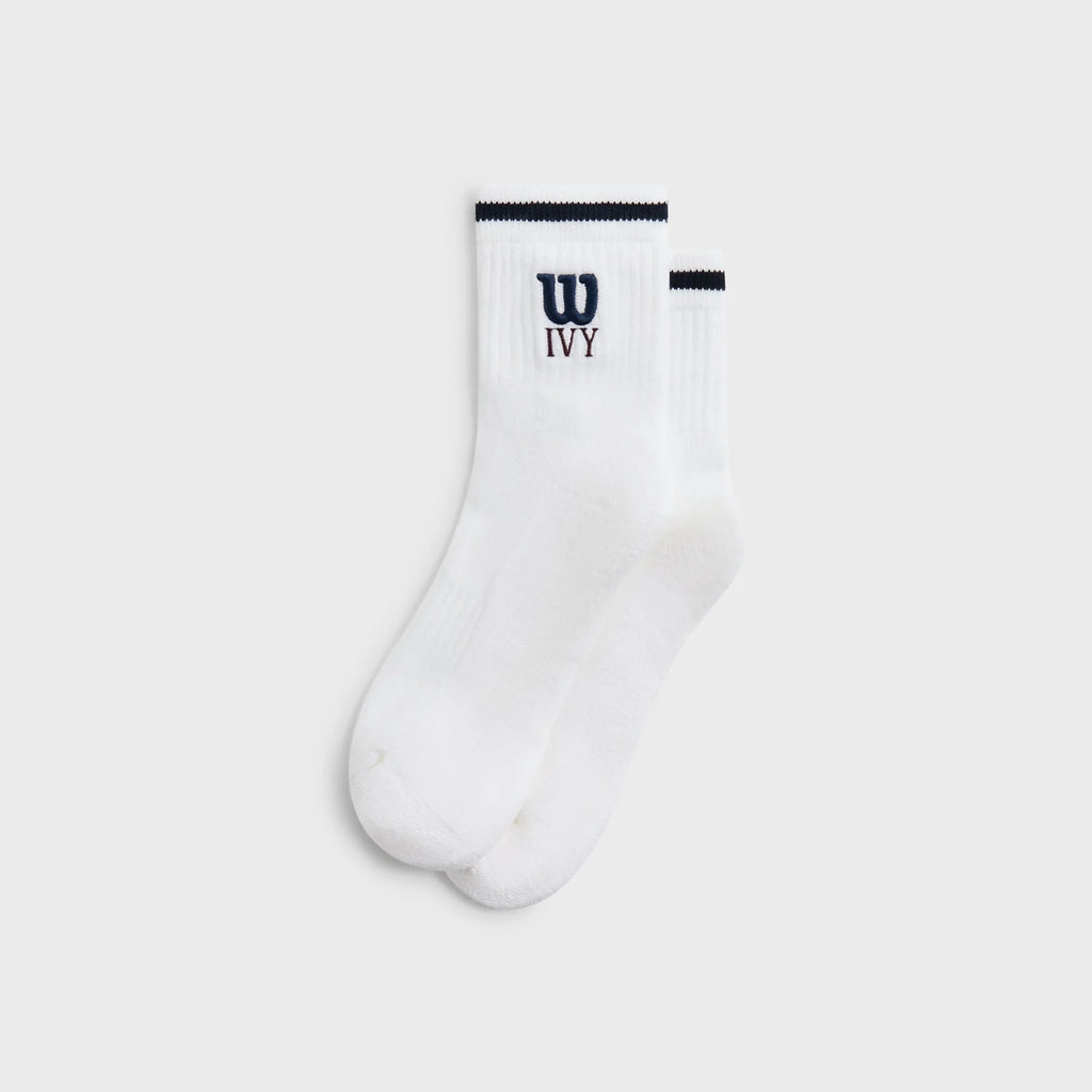 Kith Ivy for Wilson Quarter Top Socks - White / Port Royal