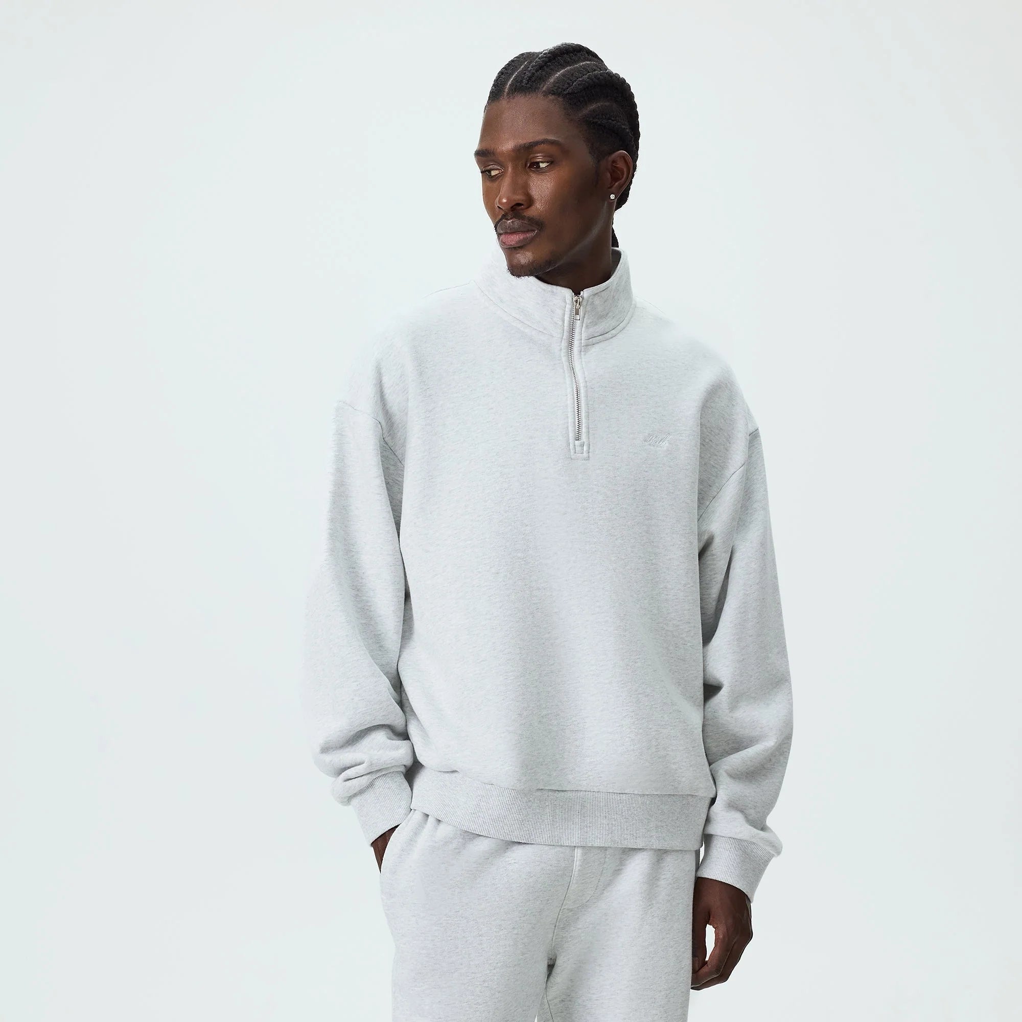 Kith Nelson Quarter Zip - Light Heather Grey