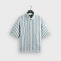 Kith Spun Silk Linen Stripe Paxton Buttondown - Light Indigo