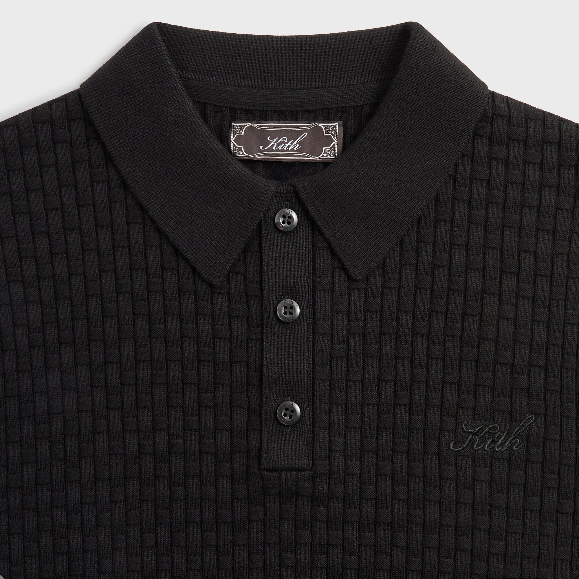 Kith Basket Weave Tilden Polo - Black