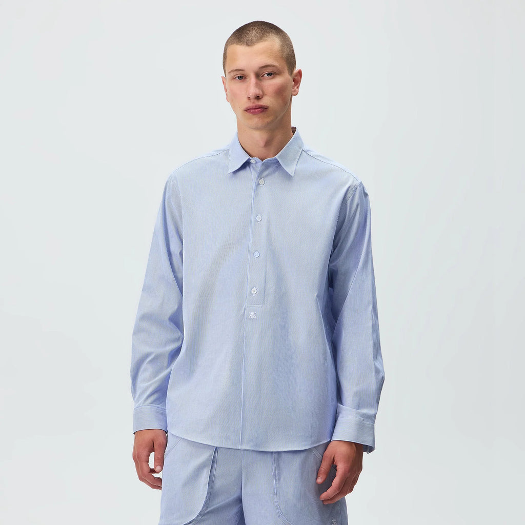 Kith Textured Microstripe Ian Popover Shirt - Marina