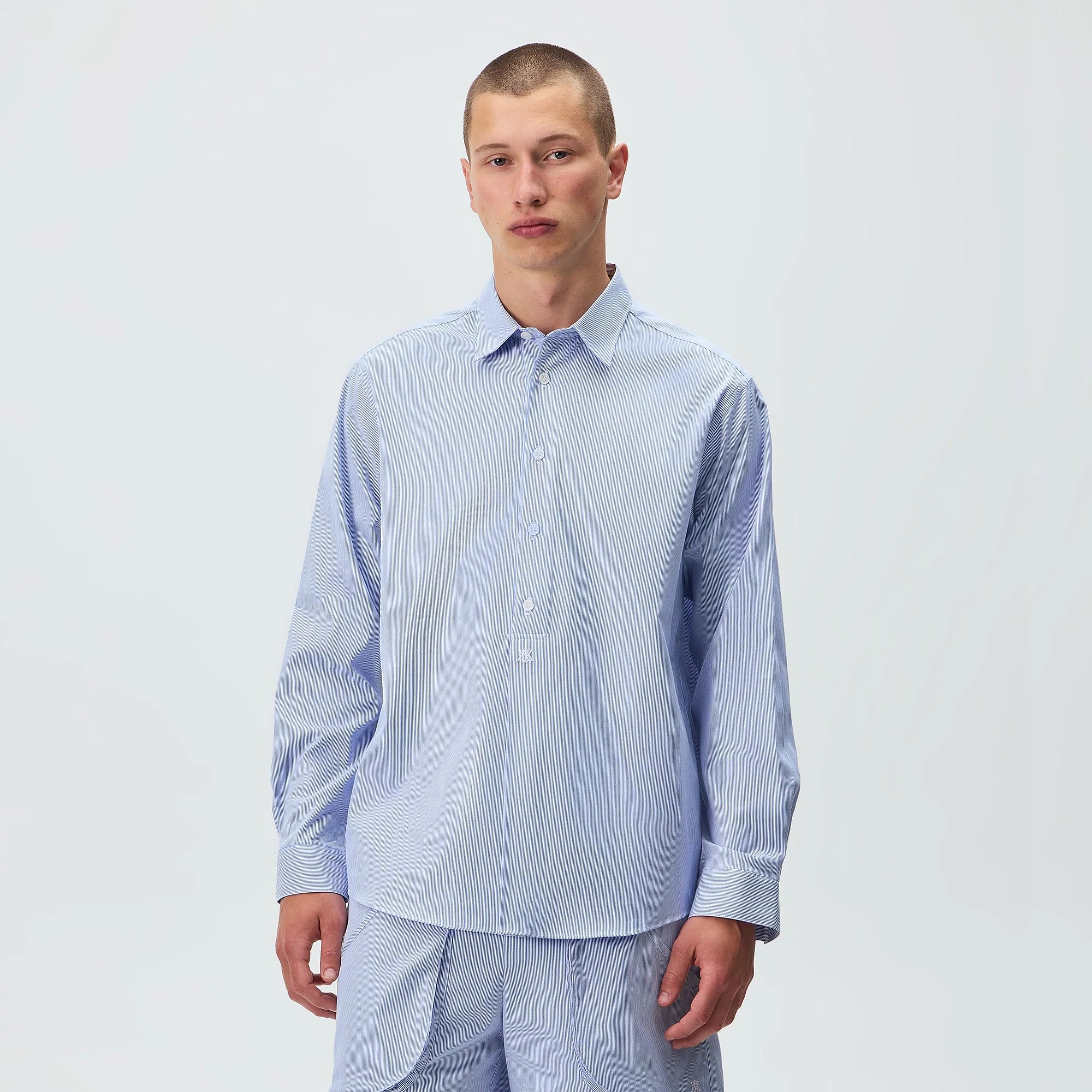 Kith Textured Microstripe Ian Popover Shirt - Marina