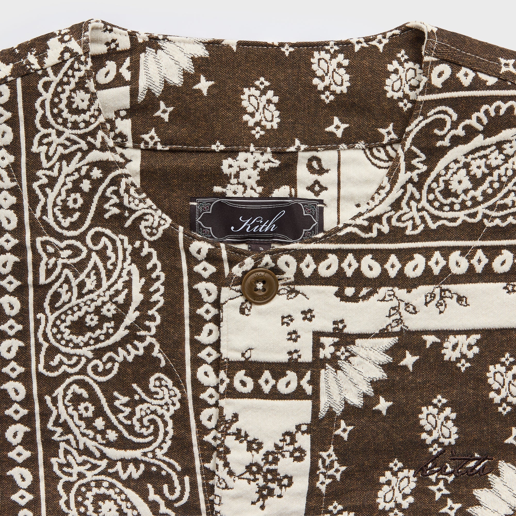 Kith Bandana Jacquard Long Sleeve Willis Shirt - Coffee