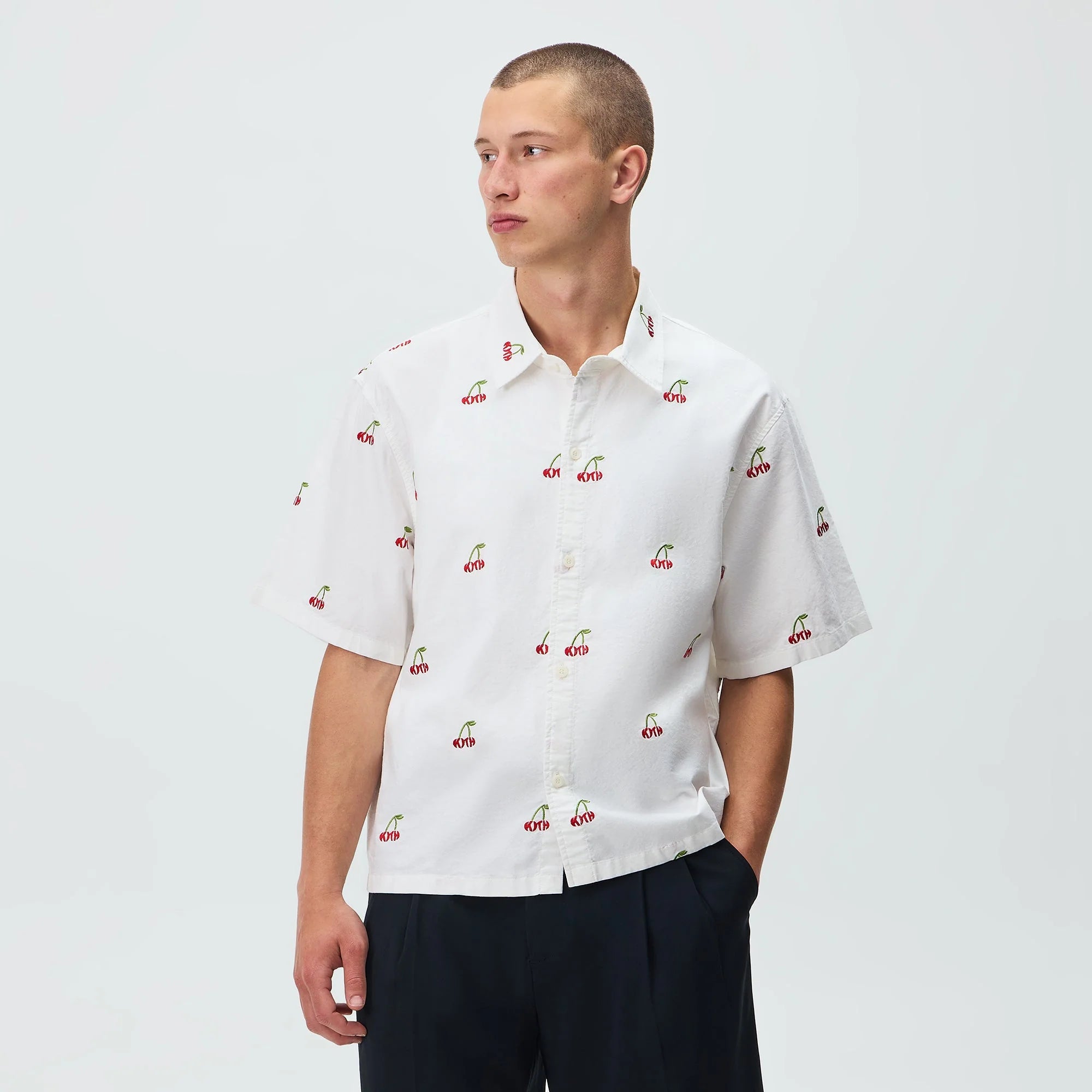Kith Embroidered Cherry Oxford Cotton Harvey Shirt - Sandrift