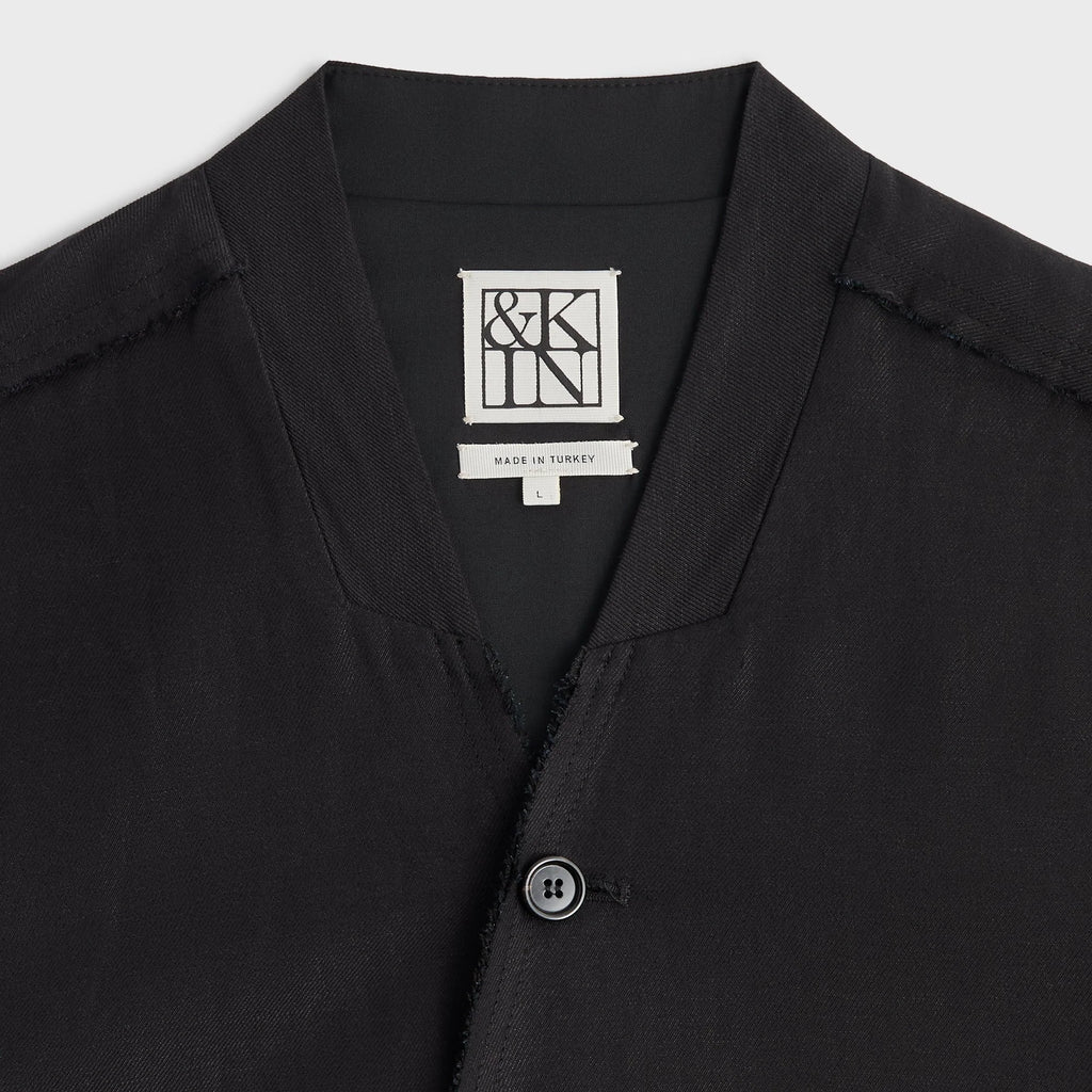 &Kin Long Sleeve Linen Viscose Twill Mathis Shirt - Black