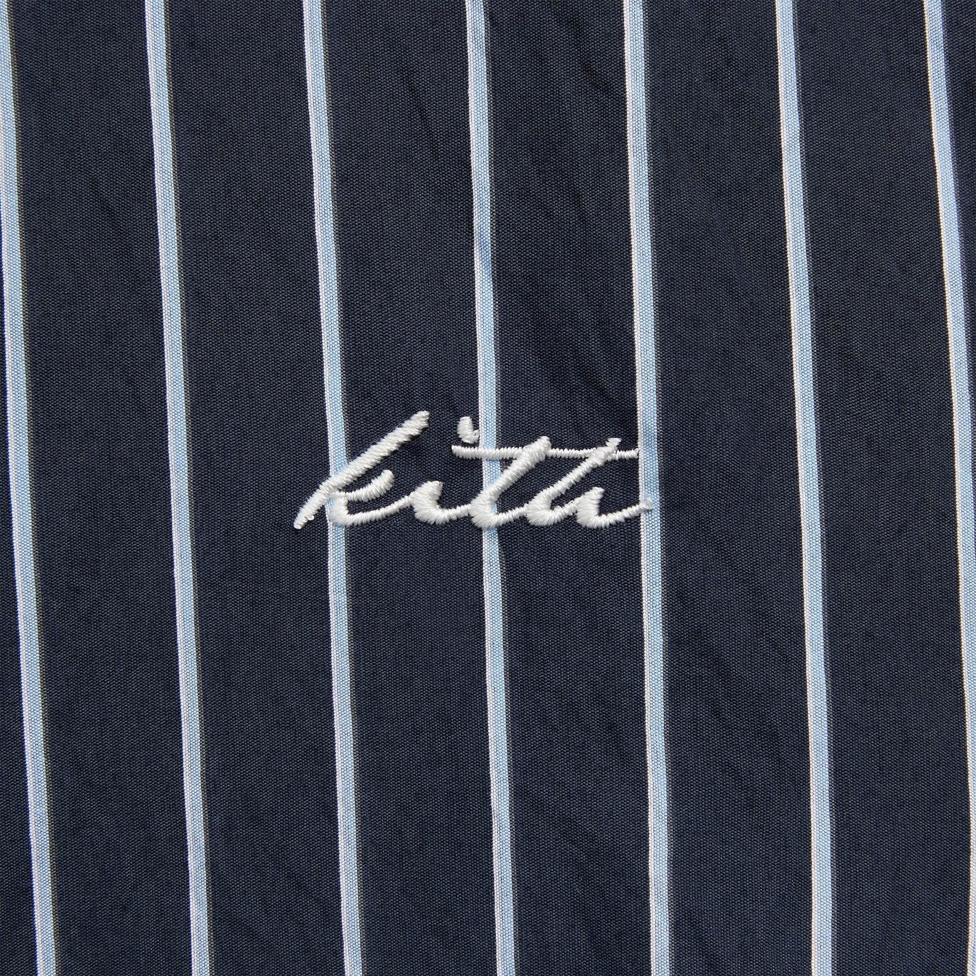 Kith Striped Poplin Long Sleeve Thompson Zip Front Shirt - Blend