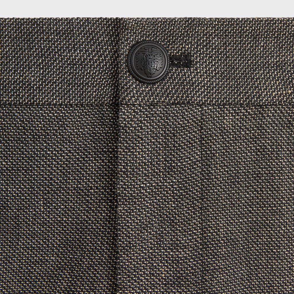 &Kin Textured Linen Flax Brynn Pleated Pant  - Black Melange