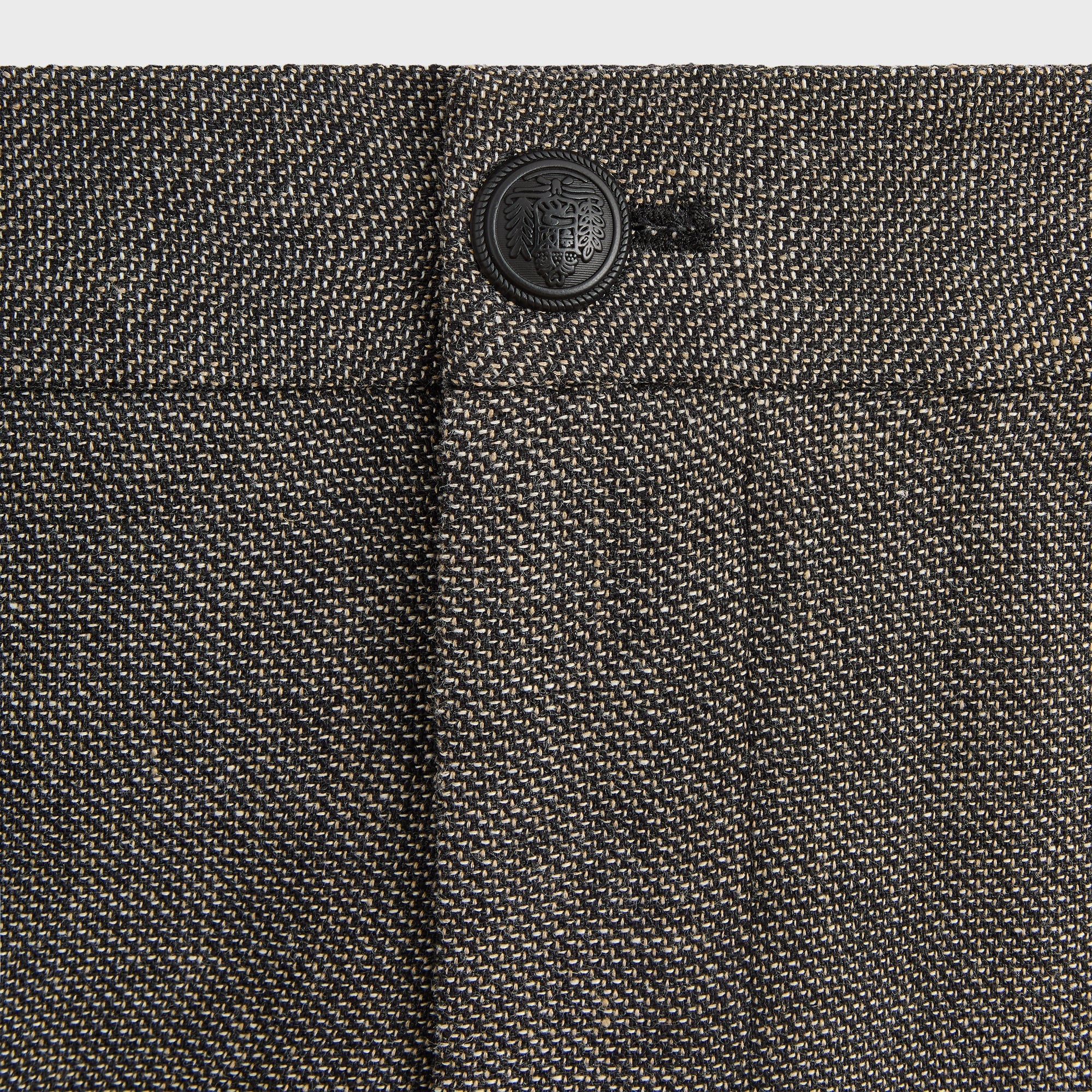 &Kin Textured Linen Flax Brynn Pleated Pant  - Black Melange