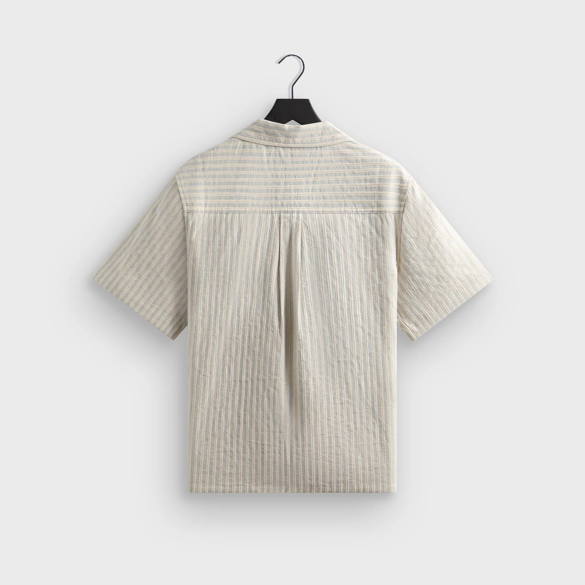 Kith Neon Slub Stripe Cropped Beckham Camp Collar Shirt - Sandrift