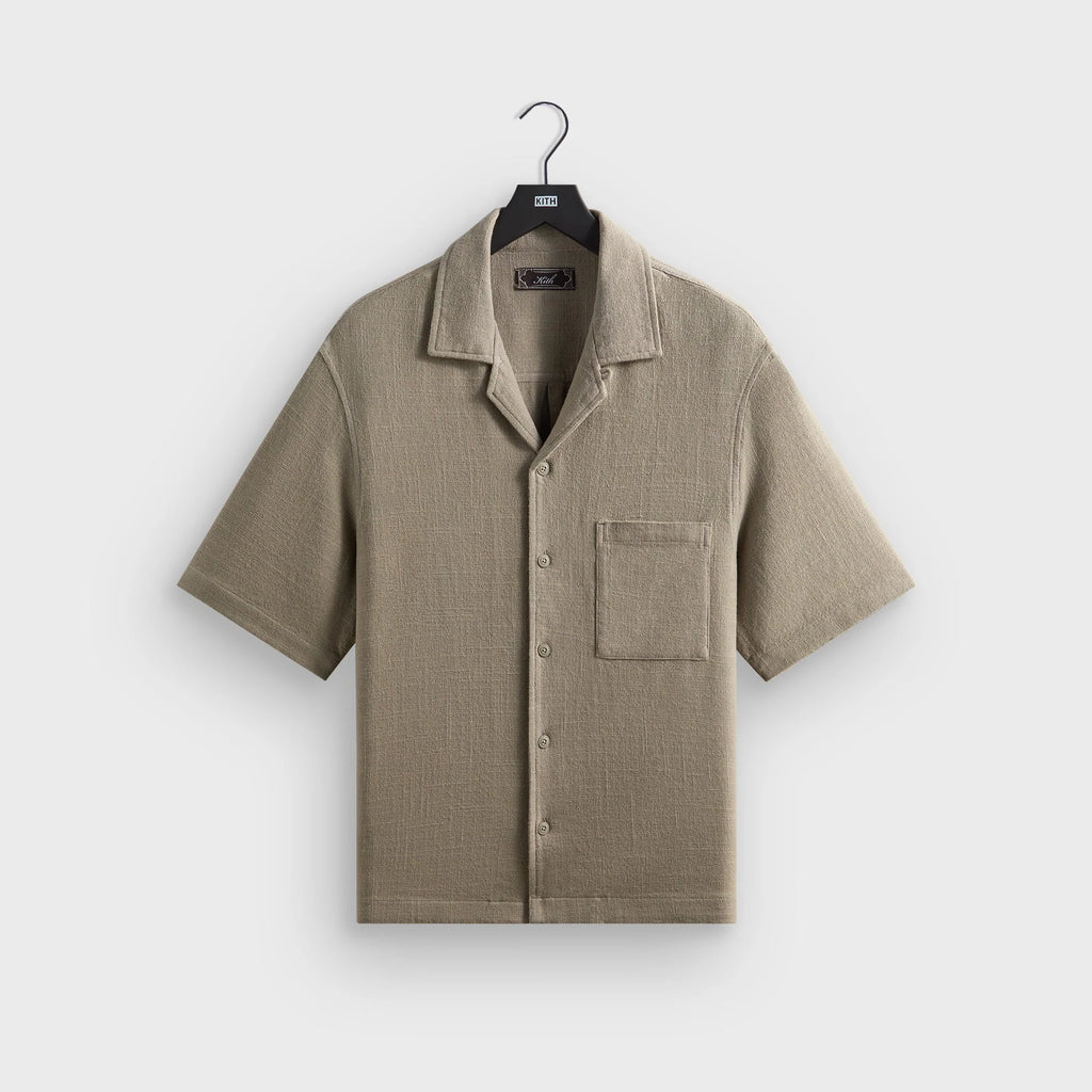 Kith Soft Woven Cropped Beckham Camp Collar Shirt - Folly